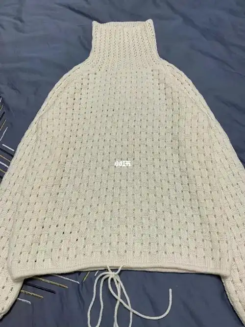 棒针编织图解棋盘格灯笼袖毛衣套头衫