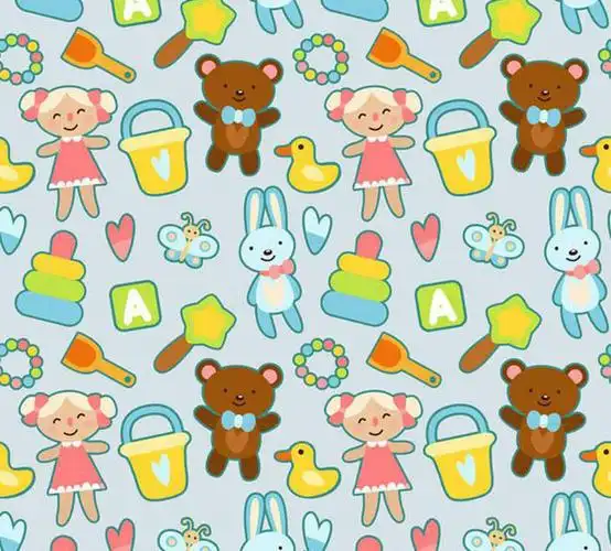 卡通玩具无缝背景矢量图片-卡通玩具贴图矢量素材下载_懒人图库