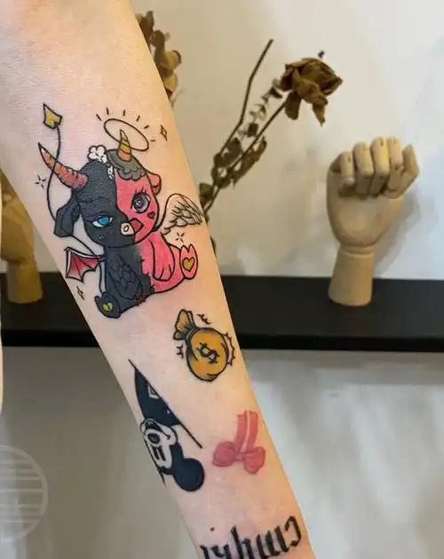 小臂拼接纹身图片_手臂纹身图案