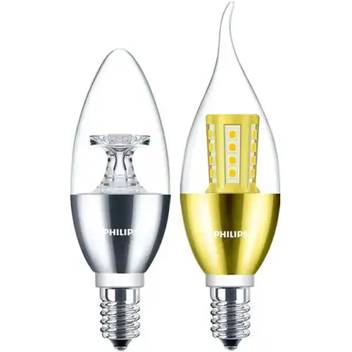飞利浦led蜡烛灯泡e14小螺口尖泡拉尾5w水晶吊灯光源家用超亮节能 -
