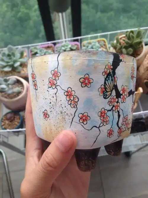手绘花盆.