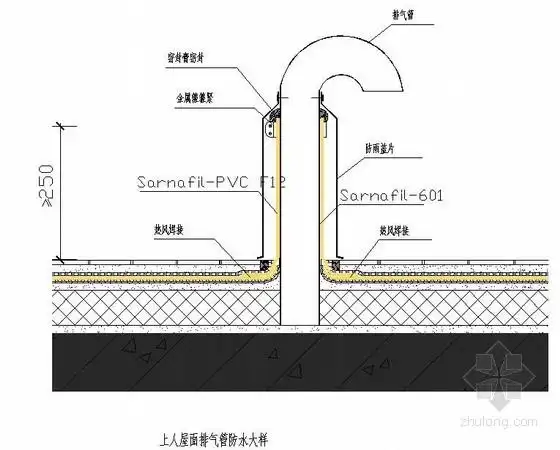 上人屋面排气管防水大样