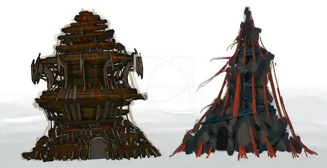 练习,兽人居所原画