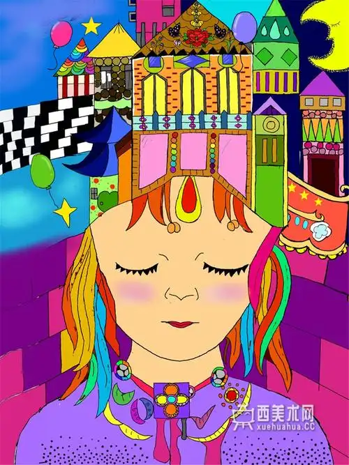 儿童二等奖科幻画少女的梦