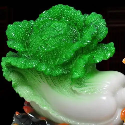 连年发财招财玉白菜摆件翡翠百财如意家居客厅玄关酒柜办公室摆设