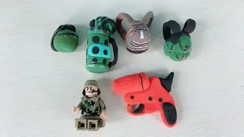 超轻黏土diy吃鸡信号枪,彩泥制作绝地求生玩具!