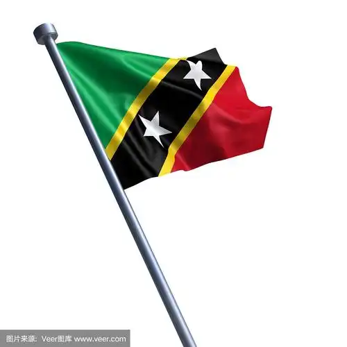 圣基茨和尼维斯的国旗孤立在白色