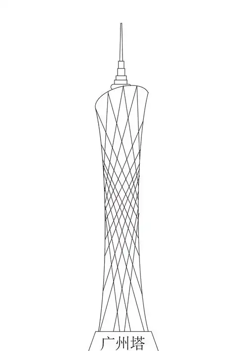 广州塔矢量线稿图