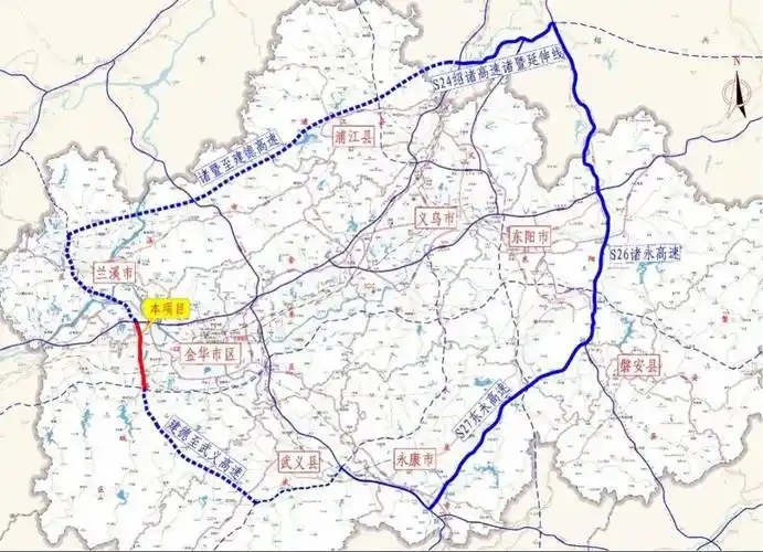 同时,该项目是浙江省高速公路网规划"九纵九横五环五通道多连"中金义