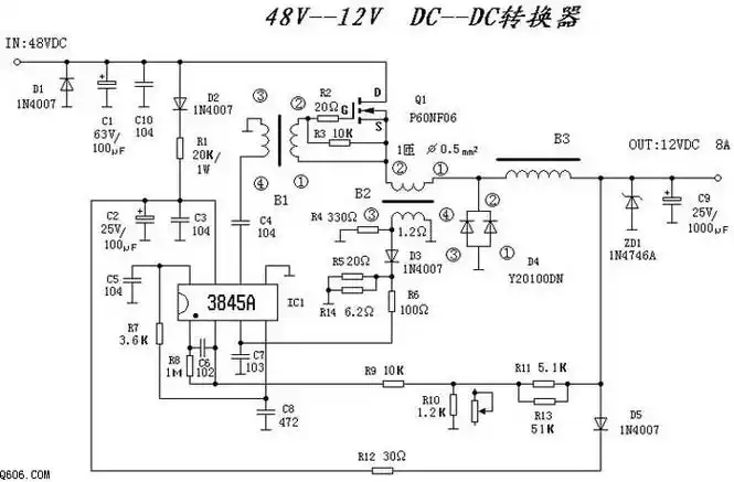 48v转12v的dcdc转换器电路图