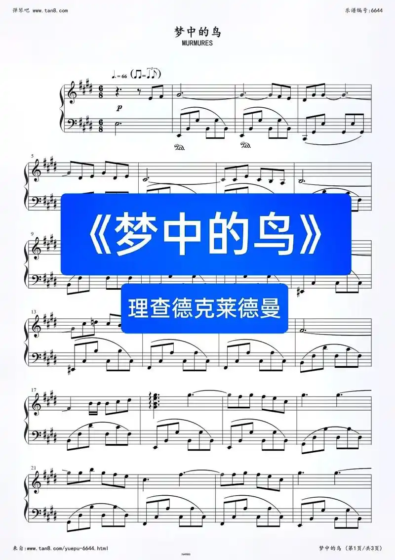 《梦中的鸟》#理查德克莱德曼 #钢琴 #钢琴谱 #学琴#音乐 - 抖音