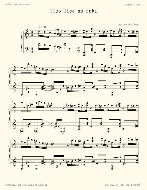 《雀鸟,钢琴谱》德昆哈·阿布鲁(五线谱 钢琴曲 指法)-弹吧|蛐蛐钢琴