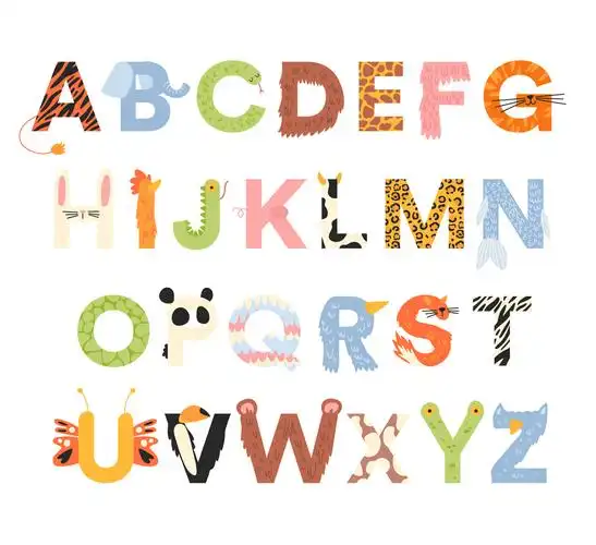 26个创意动物花纹字母矢量素材