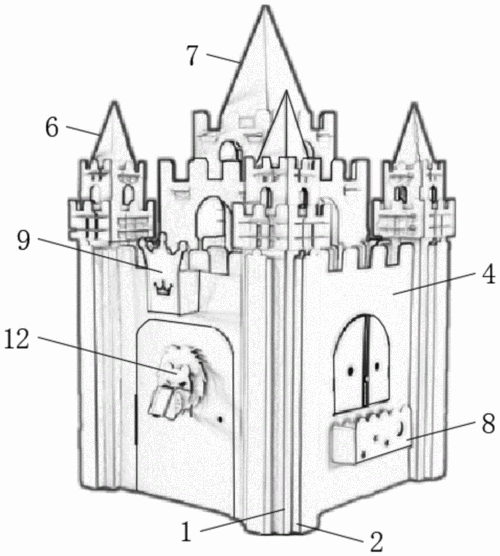 一种四边形双开门瓦楞纸城堡的制作方法