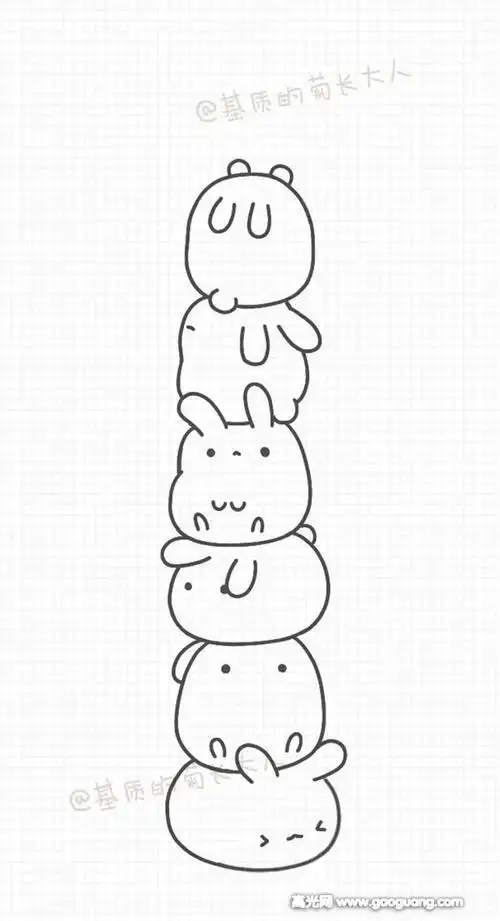 兔子叠罗汉的简笔画