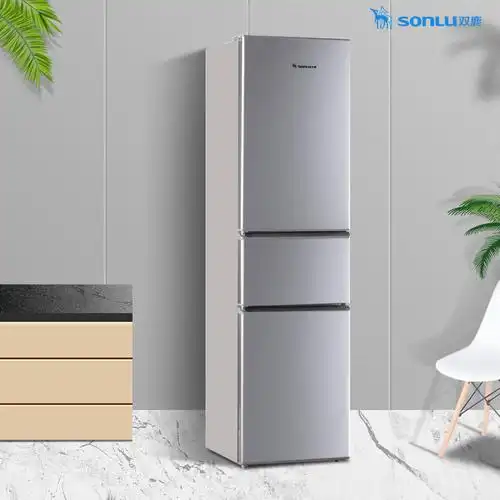 7双鹿200升三门软冷冻电冰箱银色大容量家用租房