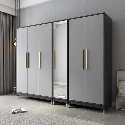 北欧镜子组装出租房家用现代组合柜组衣柜简约衣柜