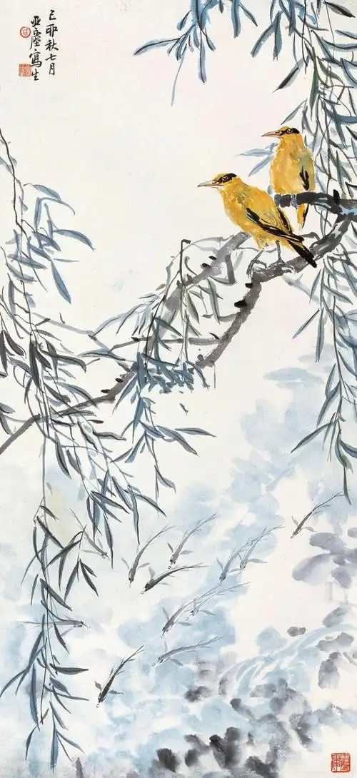 两个黄鹂鸣翠柳……#书画界