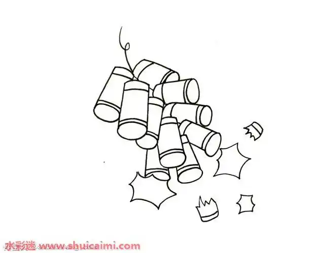 新年鞭炮怎么画新年鞭炮简笔画图片带颜色