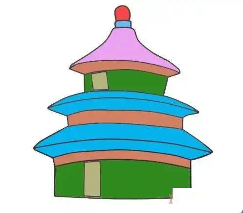 北京天坛怎么画带颜色 天坛儿童画图片_动漫人物_儿童简笔画大全_可乐