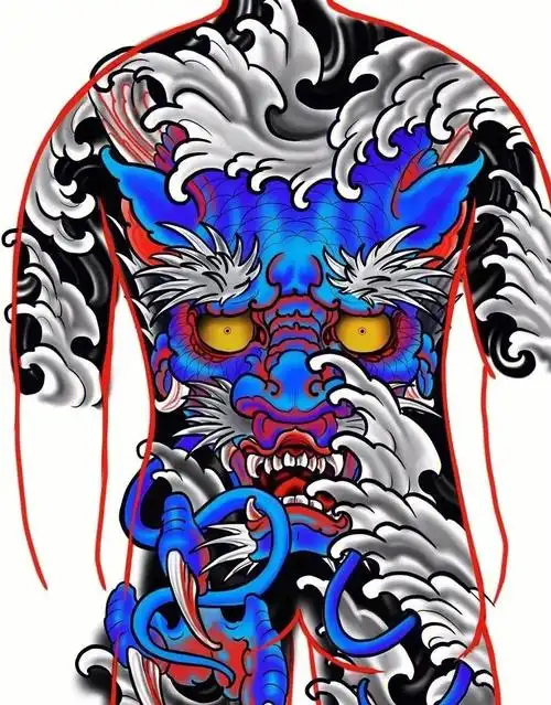 传统满背纹身手稿