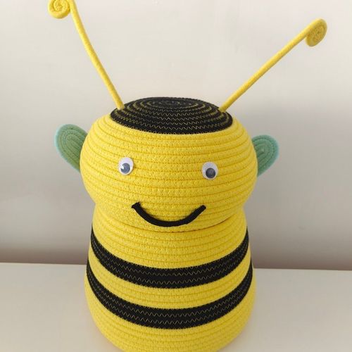 趣味黄色小蜜蜂玩具收纳筐卡通笑脸超萌防摔可爱通用,高度40宽30