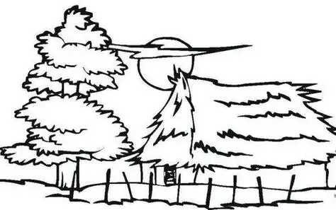 中学简单风景画简笔画