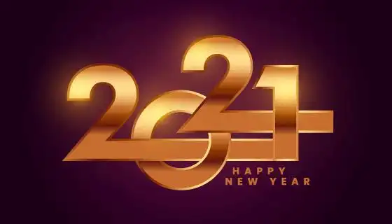创意金色数字2021新年快乐矢量素材(eps)