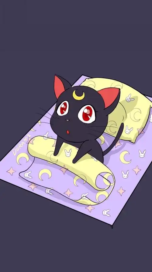 从被窝爬起的美少女战士黑猫露娜手机壁纸