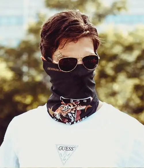 防晒面纱冰丝面部罩围脖夏季脖套男护颈开车面巾遮脸面罩男士骑行冰丝