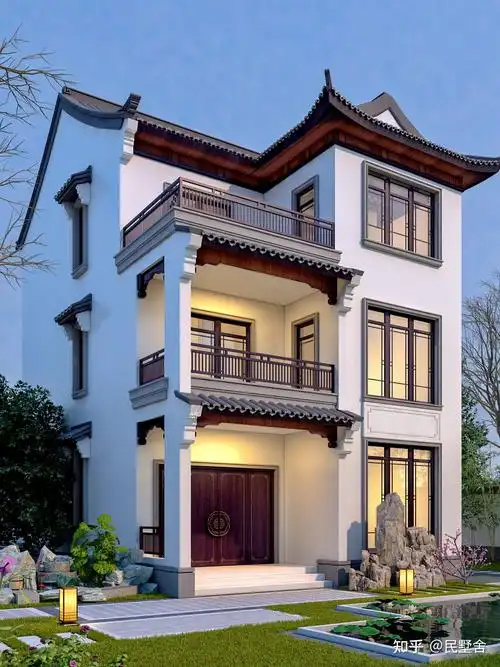 给大家更新一款开间仅8米,但进深不限的新中式徽派风别墅