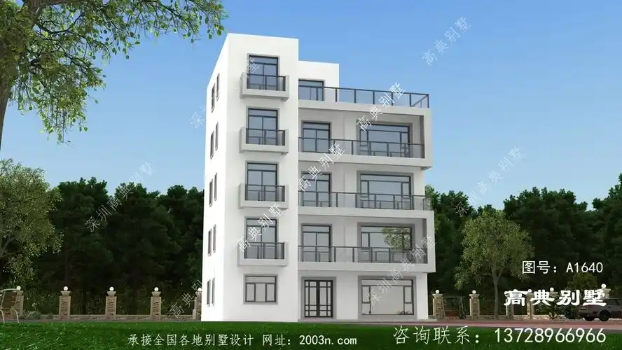 精选农村现代五层别墅效果图,家里人多不拥挤_农村自建房设计图