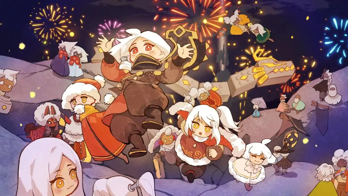 原创光遇新春壁纸分享!光之子们新年好!