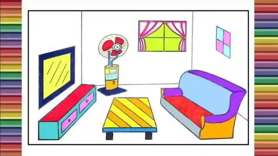 儿童简笔画,可爱的客厅画画