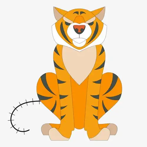 矢量图手绘卡通老虎