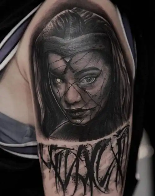 暗黑 北极星纹身图片_欧美写实纹身图案