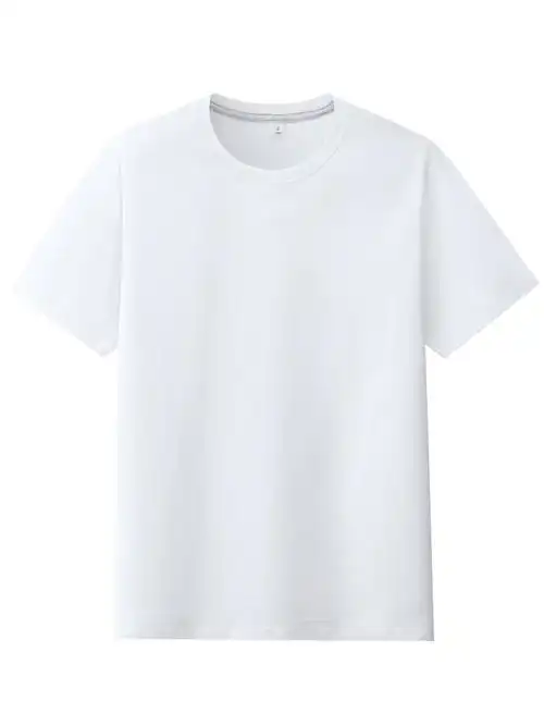 白色短袖t恤 纯棉男打底衫内搭圆领宽松纯色半袖体恤衫纯白t桖夏