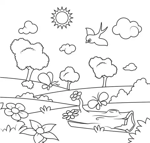 盛开的春天_简笔画_ps家园网