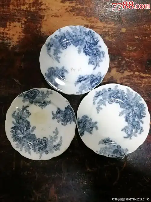 晚清民国时期英国约翰逊兄弟瓷器公司外销瓷盘花卉青花瓷赏盘巴黎