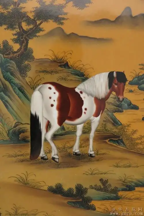 郎世宁恭绘八骏马瓷板画一套