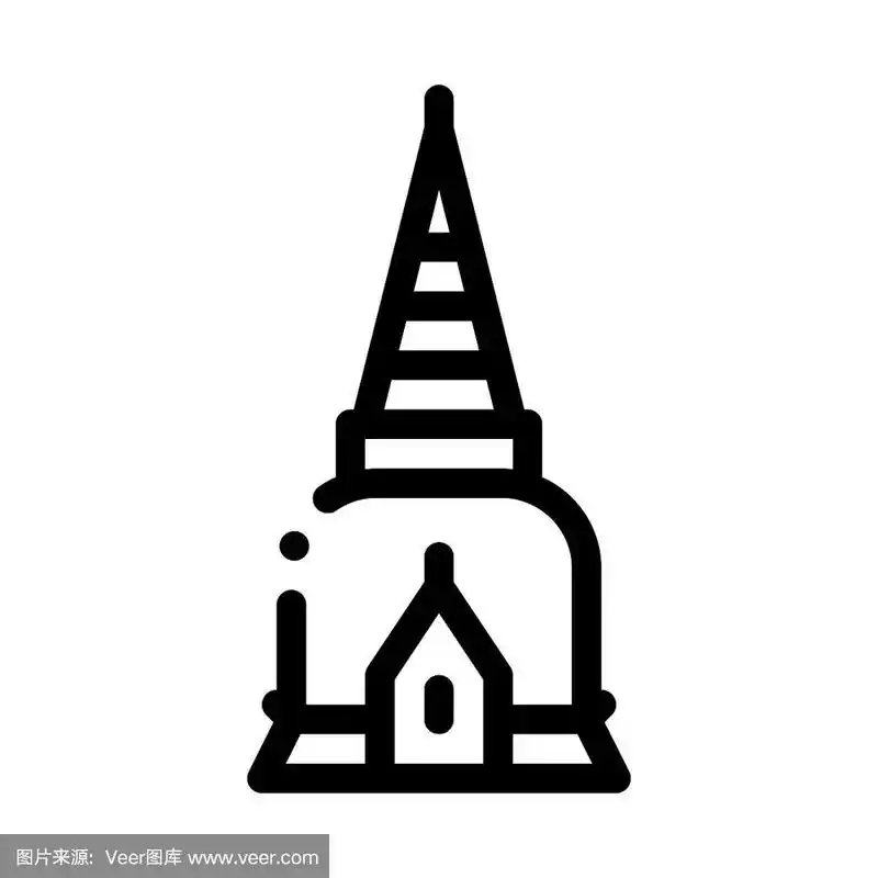 泰国宗教塔图标细线矢量