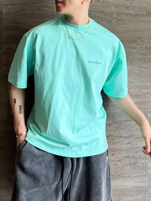 balenciaga男士精密刺绣短袖t恤薄荷绿