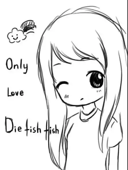 q版动漫人物女简笔画伤感