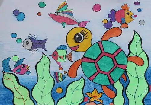 《海底世界》/少儿绘画作品/儿童画/网络美术馆_中国少儿美术教育网