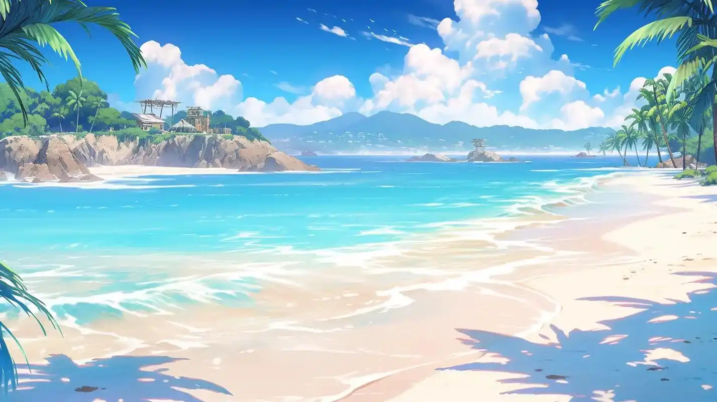 苹果手机壁纸卡通沙滩 - 抖音