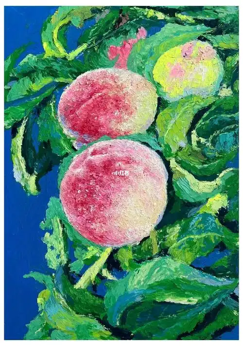 又画了一张桃桃#油画棒#油画棒练习#重彩油画棒#油画#油画棒水果