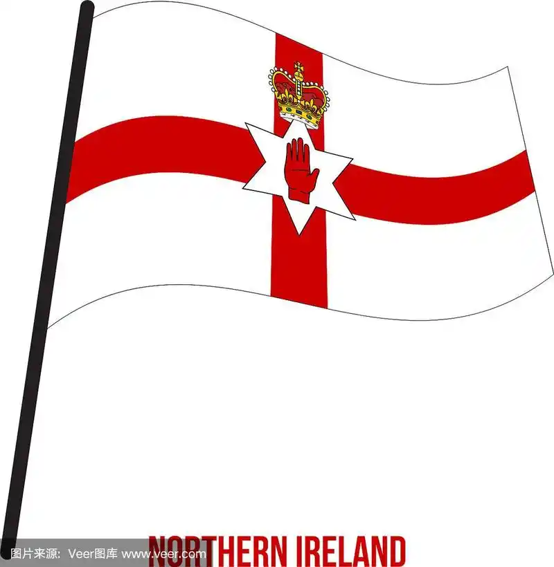 白色背景上飘扬的北爱尔兰国旗