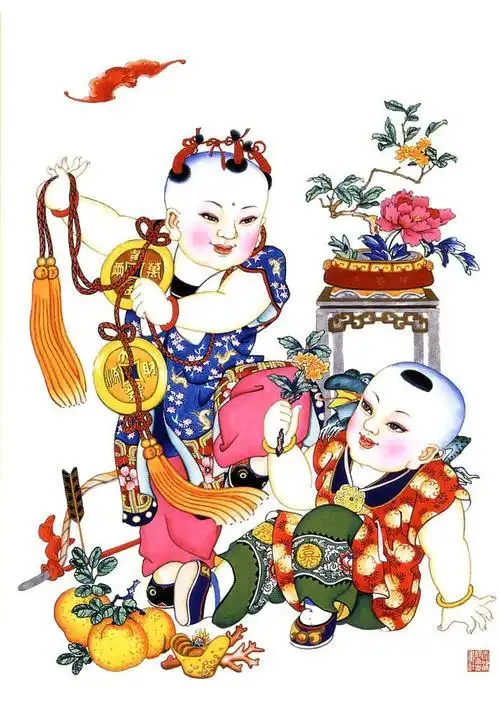 传统年画中国娃娃