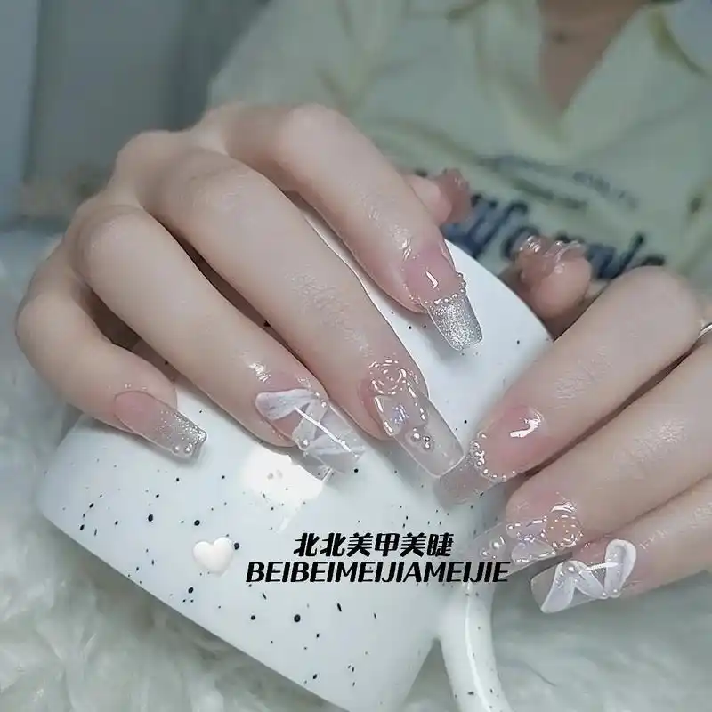 芭蕾蝴蝶山茶花冰透仙气美甲超高级显白.