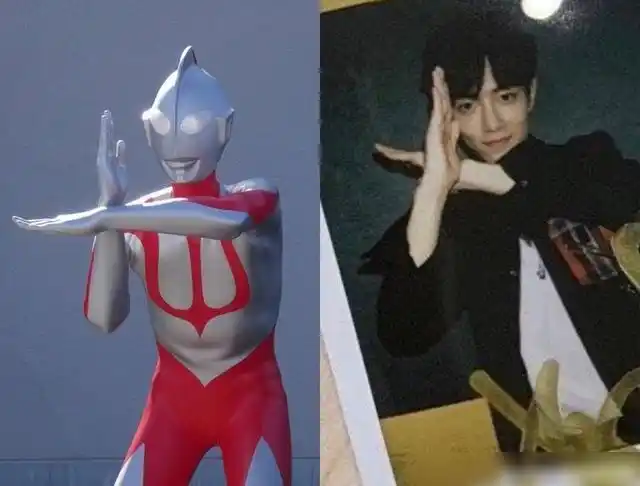 有趣的是:每一张奥特曼的表情包,都能找到肖战与其极为相似的照片